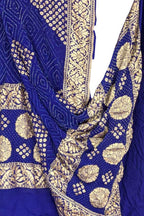 Blue Georgette Banarasi Bandhani Dupatta - Luxurion World- Crafted Heirlooms
