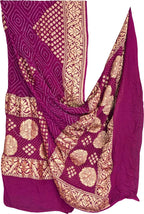 Exquisite Purple Georgette Banarasi Bandhani Dupatta - Luxurion World- Crafted Heirlooms