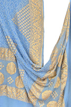 Blue Georgette Banarasi Bandhani Dupatta - Luxurion World- Crafted Heirlooms