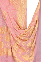 Stunning Pink Georgette Banarasi Bandhani Dupatta - Luxurion World- Crafted Heirlooms