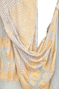 Elegant Grey Georgette Banarasi Bandhani Dupatta - Luxurion World- Crafted Heirlooms
