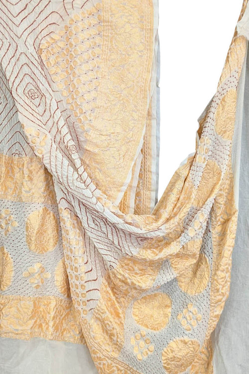 Elegant Grey Georgette Banarasi Bandhani Dupatta - Luxurion World- Crafted Heirlooms