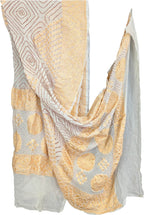 Elegant Grey Georgette Banarasi Bandhani Dupatta - Luxurion World- Crafted Heirlooms