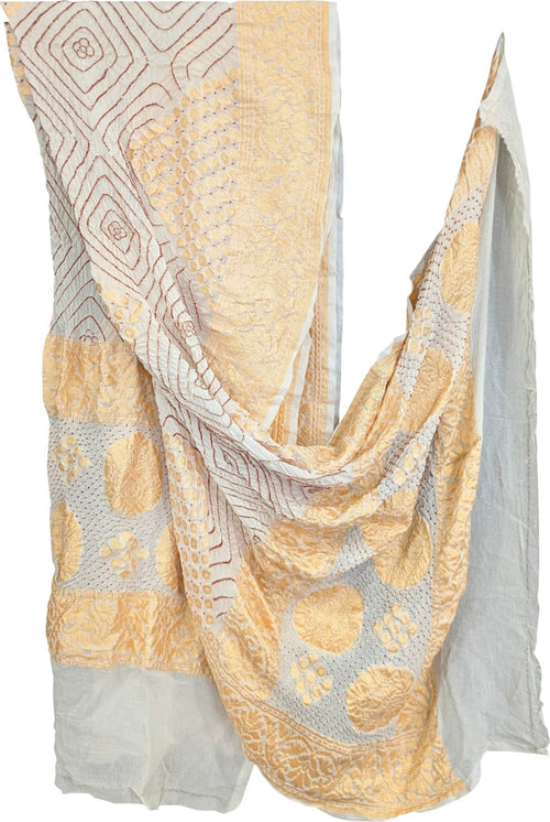 Elegant Grey Georgette Banarasi Bandhani Dupatta - Luxurion World- Crafted Heirlooms