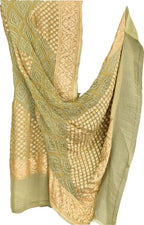 Green Georgette Banarasi Bandhani Dupatta - Luxurion World- Crafted Heirlooms
