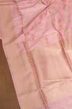 Beautiful Pink Banarasi Handloom Pure Katan Silk Kadwa Dupatta - Luxurion World- Crafted Heirlooms