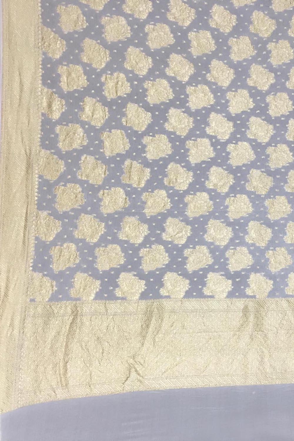 Dyeable Banarasi Handloom Pure Georgette Dupatta - Luxurion World- Crafted Heirlooms