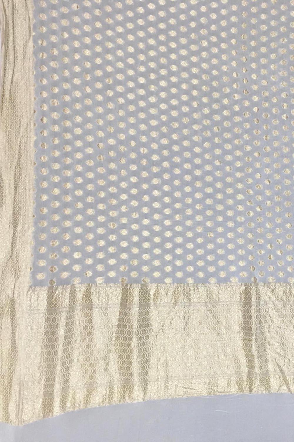 Dyeable Banarasi Handloom Pure Georgette Dupatta - Luxurion World- Crafted Heirlooms