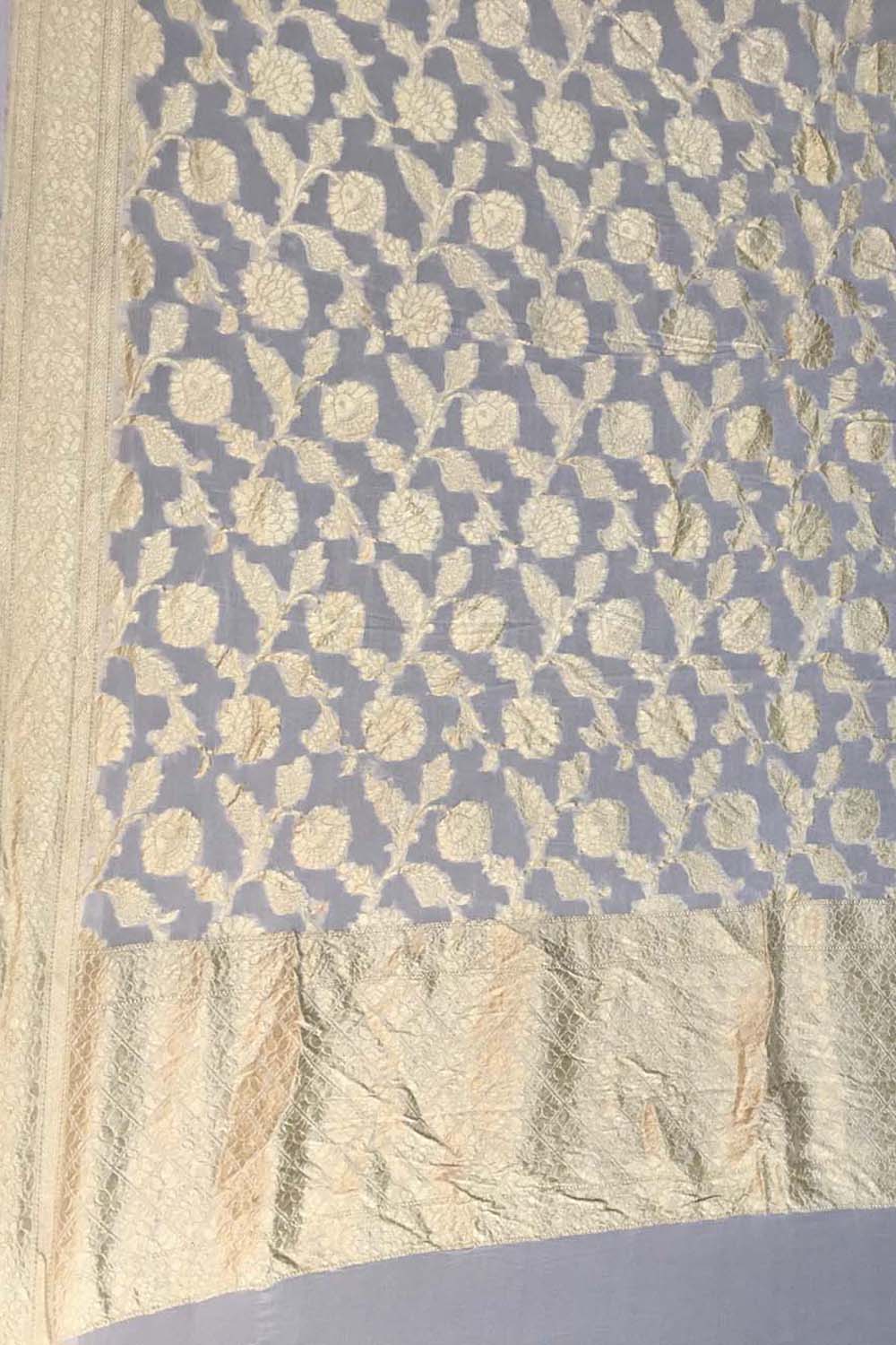 Dyeable Banarasi Handloom Pure Georgette Dupatta - Luxurion World- Crafted Heirlooms