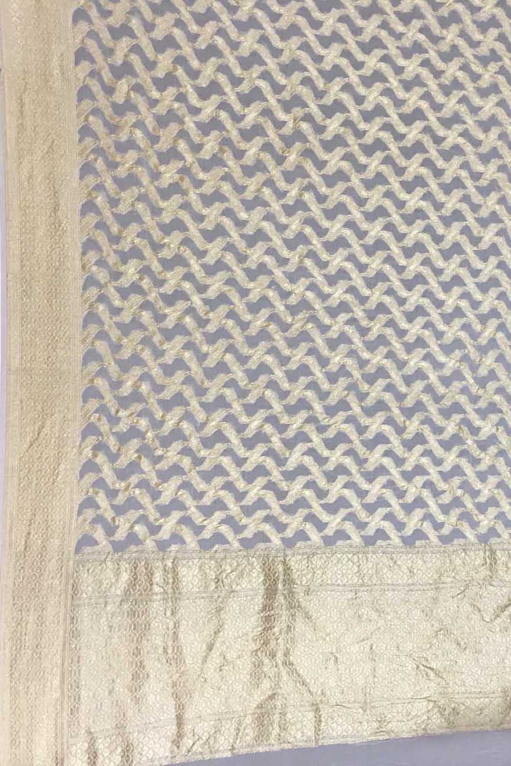 Dyeable Banarasi Handloom Pure Georgette Dupatta - Luxurion World- Crafted Heirlooms