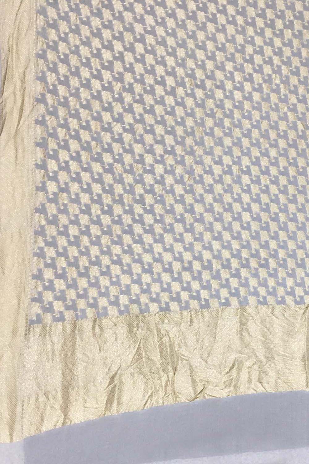 Dyeable Banarasi Handloom Pure Georgette Dupatta - Luxurion World- Crafted Heirlooms