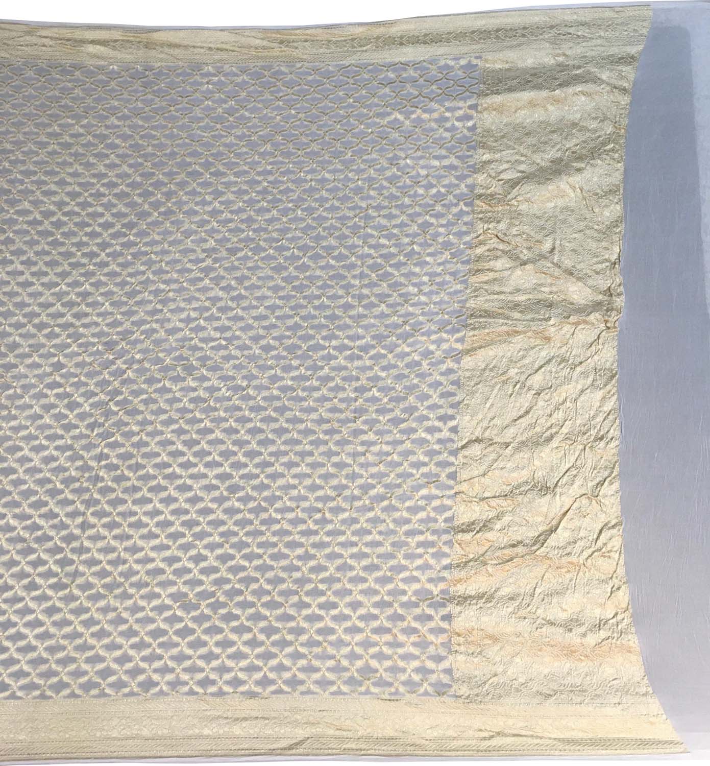 Dyeable Banarasi Handloom Pure Georgette Dupatta - Luxurion World- Crafted Heirlooms