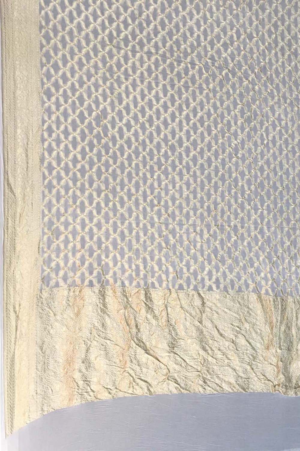 Dyeable Banarasi Handloom Pure Georgette Dupatta - Luxurion World- Crafted Heirlooms