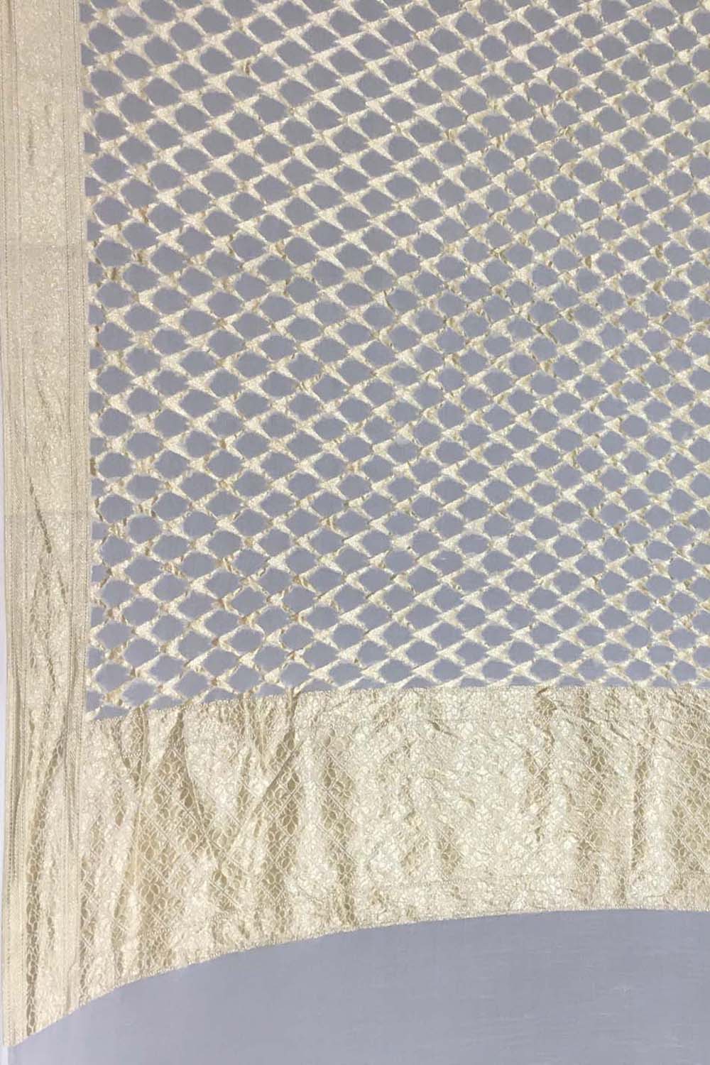 Dyeable Banarasi Handloom Pure Georgette Dupatta - Luxurion World- Crafted Heirlooms