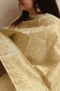 Golden Banarasi Tissue Silk Booti Design Dupatta - Luxurion World- Crafted Heirlooms