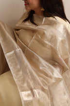 Dyeable Banarasi Tissue Silk Dupatta - Luxurion World- Crafted Heirlooms