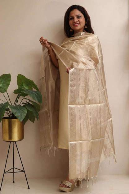 Dyeable Banarasi Tissue Silk Dupatta - Luxurion World