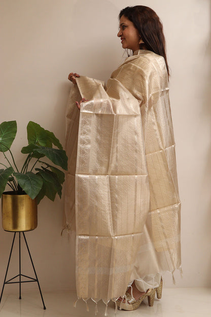 Dyeable Banarasi Tissue Silk Dupatta - Luxurion World