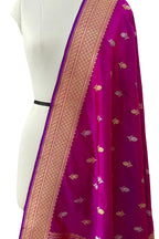 Pink Banarasi Handloom Pure Katan Silk Dupatta - Luxurion World