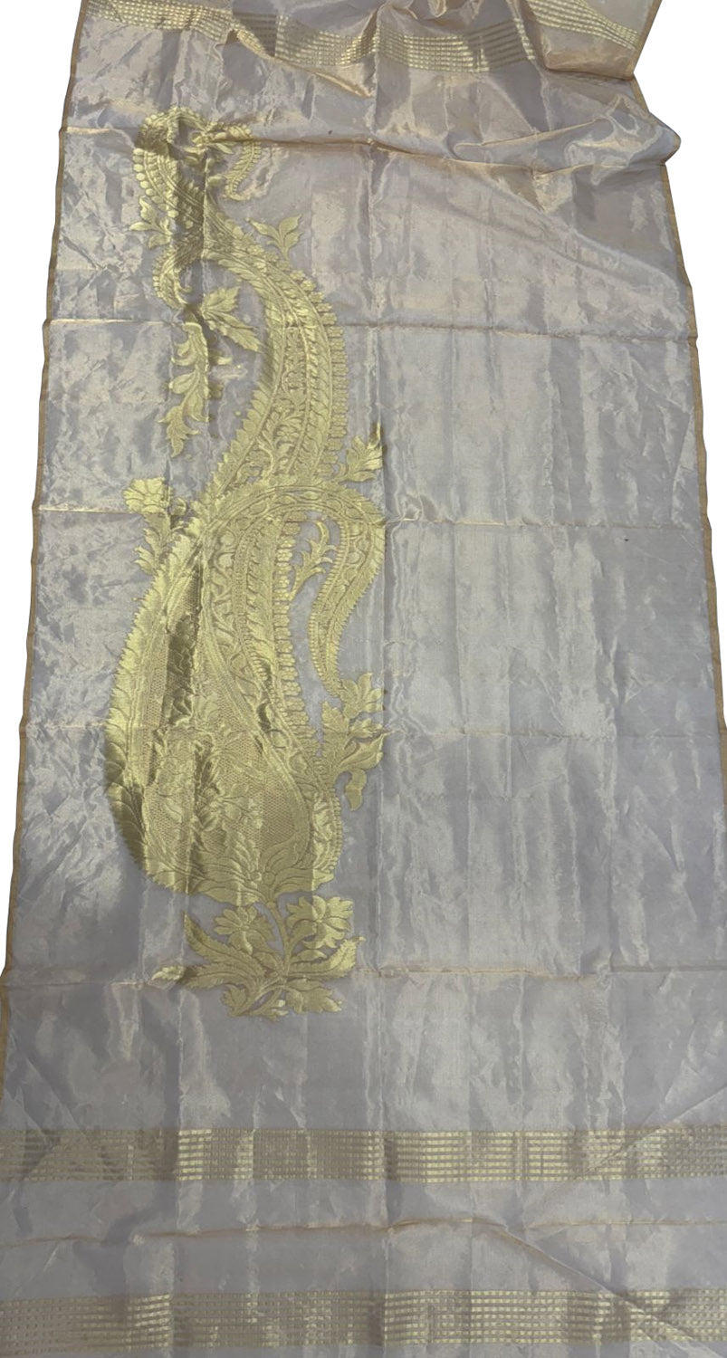 Dyeable Handloom Banarasi Pure Tissue Dupatta - Luxurion World- Crafted Heirlooms