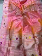 Peach Banarasi Pure Katan Silk Dupatta — Ranga Meenakari, Bridal