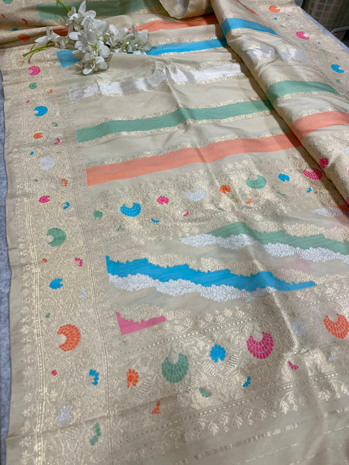 PD1B1ZA526090801 Multicolor Banarasi Pure Katan Silk Kadwa Rangkat Dupatta