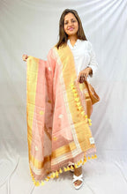 Pink Handloom Banarasi Pure Kora Silk Dupatta - Luxurion World