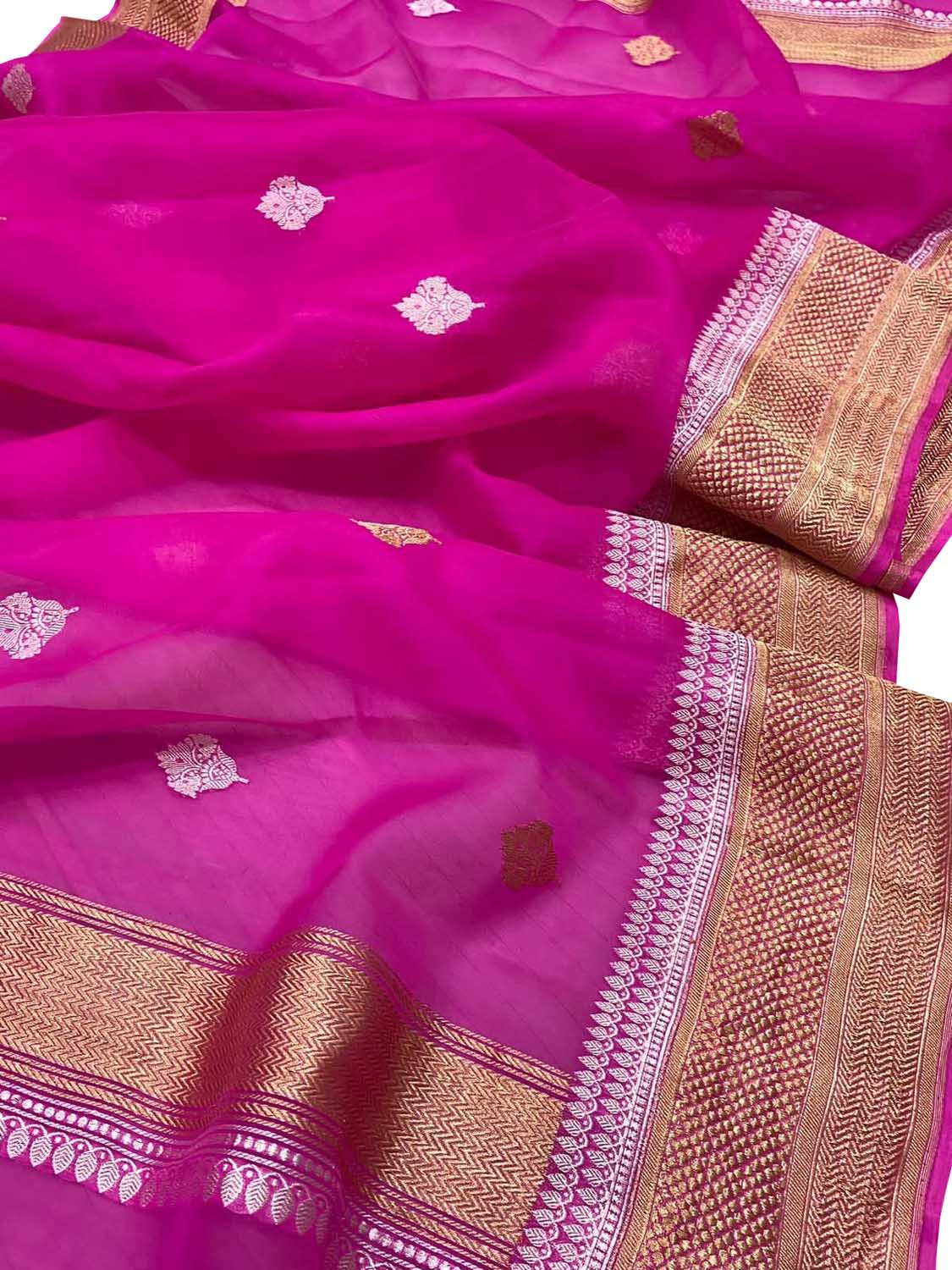 Exquisite Pink Banarasi Handloom Dupatta - Luxurion World