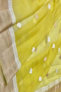 Yellow Banarasi Handloom Kora Organza Dupatta - Luxurion World