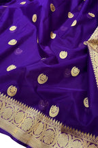 Exquisite Purple Banarasi Handloom Dupatta - Luxurion World