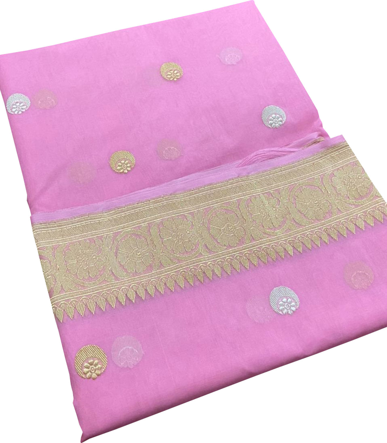 Exquisite Pink Banarasi Handloom Dupatta - Pure Kora Organza - Luxurion World