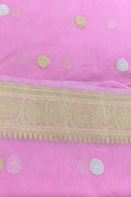 Exquisite Pink Banarasi Handloom Dupatta - Pure Kora Organza - Luxurion World