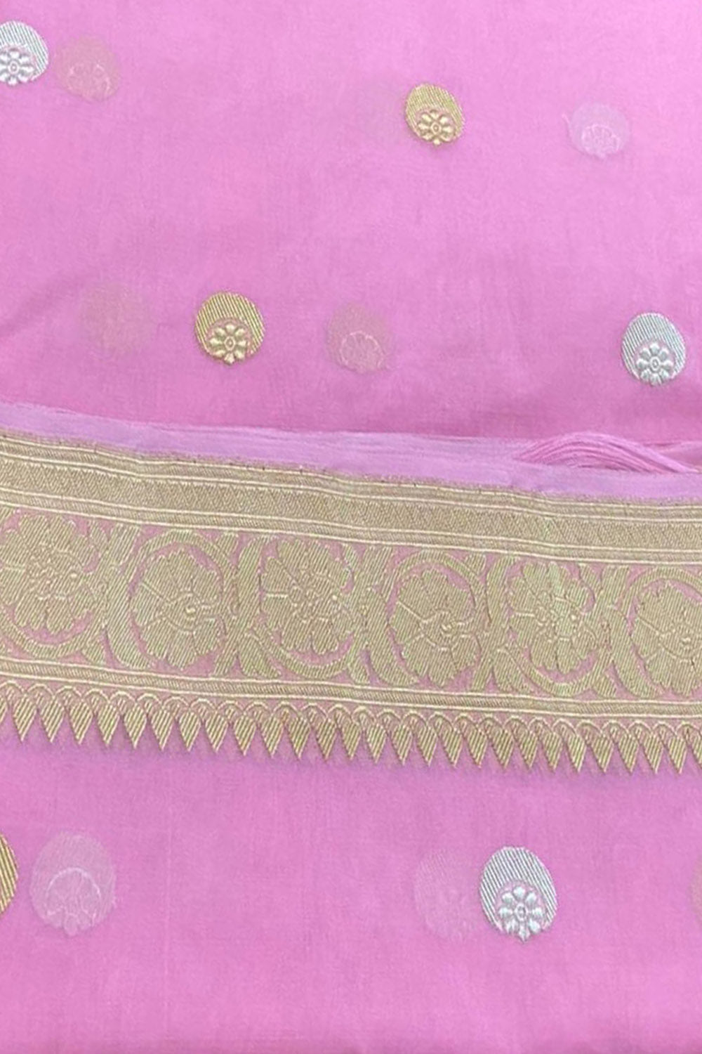 Exquisite Pink Banarasi Handloom Dupatta - Pure Kora Organza - Luxurion World