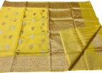 Yellow Handloom Banarasi Pure Kora Silk Dupatta - Luxurion World- Crafted Heirlooms