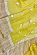 Yellow Handloom Banarasi Pure Kora Silk Dupatta - Luxurion World- Crafted Heirlooms