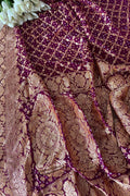 Stunning Purple Banarasi Bandhani Pure Georgette Paisley Design Dupatta - Luxurion World