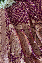 Stunning Purple Banarasi Bandhani Pure Georgette Paisley Design Dupatta - Luxurion World