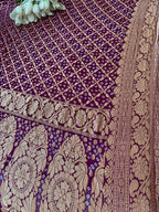 Stunning Purple Banarasi Bandhani Pure Georgette Paisley Design Dupatta - Luxurion World
