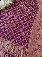 Stunning Purple Banarasi Bandhani Pure Georgette Paisley Design Dupatta - Luxurion World