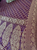 Stunning Purple Banarasi Bandhani Pure Georgette Paisley Design Dupatta - Luxurion World