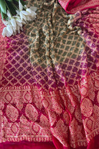 Multicolor Banarasi Bandhani Pure Georgette Paisley Design Dupatta - Luxurion World