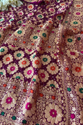 Exquisite Purple Banarasi Bandhani Pure Georgette Multi Meenakari Dupatta - Luxurion World- Crafted Heirlooms