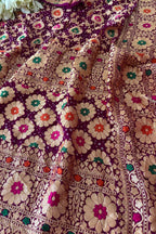 Exquisite Purple Banarasi Bandhani Pure Georgette Multi Meenakari Dupatta - Luxurion World- Crafted Heirlooms