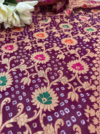 Exquisite Purple Banarasi Bandhani Pure Georgette Multi Meenakari Dupatta - Luxurion World- Crafted Heirlooms