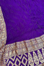 Stunning Purple Banarasi Bandhani Georgette Neemzari Dupatta - Luxurion World