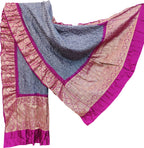 Elegant Grey Bandhani Pure Silk Dupatta With Kanjeevaram Border - Luxurion World