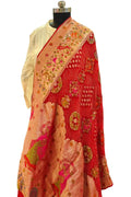 Pink Pure Georgette Meenakari Banarasi With Rai Bandhani Work Dupatta - Luxurion World- Crafted Heirlooms
