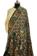 Black Pure Georgette Meenakari Banarasi With Rai Bandhani Work Dupatta - Luxurion World- Crafted Heirlooms