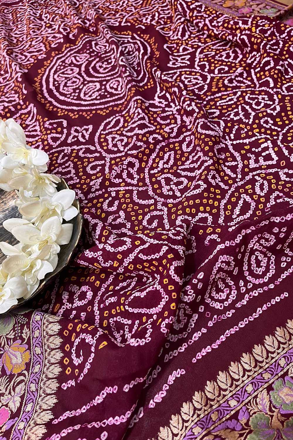 Elegant Purple Banarasi Bandhani Georgette Dupatta: A Timeless Accessory - Luxurion World