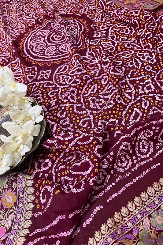 Elegant Purple Banarasi Bandhani Georgette Dupatta: A Timeless Accessory - Luxurion World